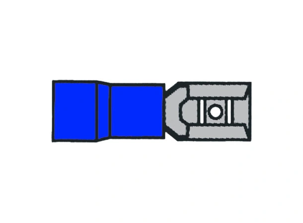 Flatstifthylse blå - 6,4 x 0,8mm 10 stk